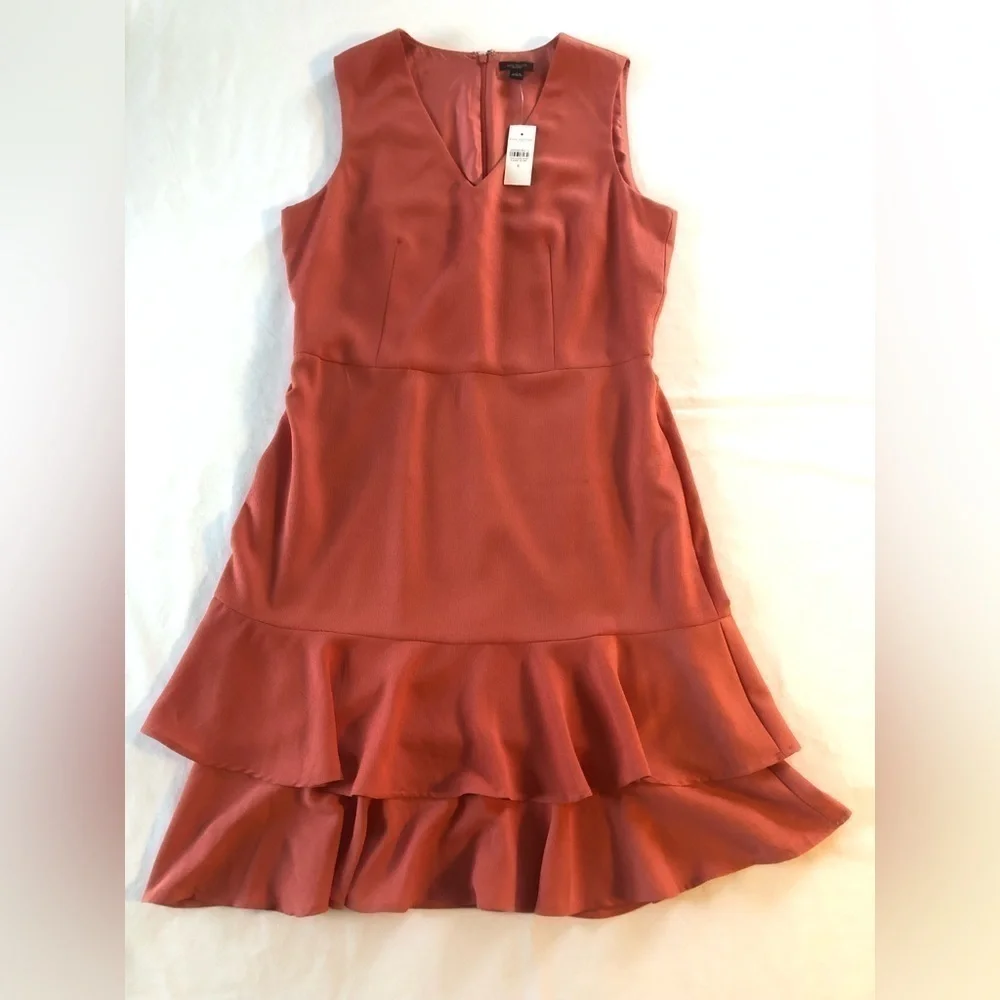 Ann Taylor Size 6 Sleeveless Bottom Ruffled Midi Dress - Picture 4 of 10